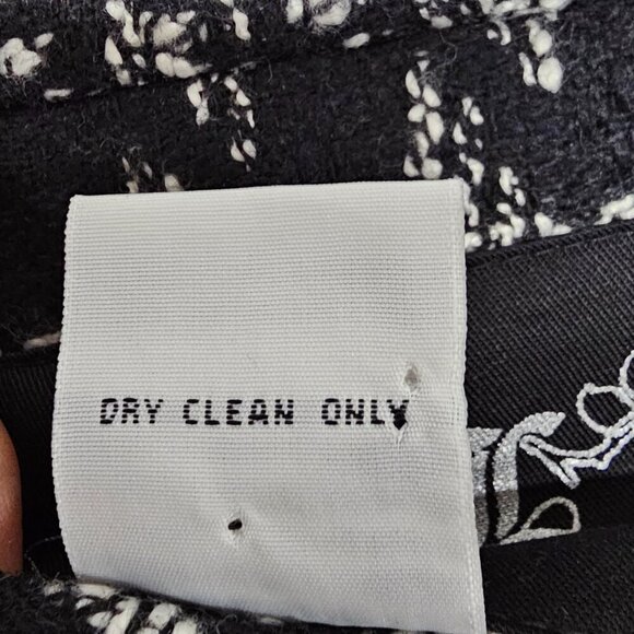 Live A Little Black Grey Houndstooth Preppy Retro Wool Y2K Winter Jacket PL - Picture 13 of 14